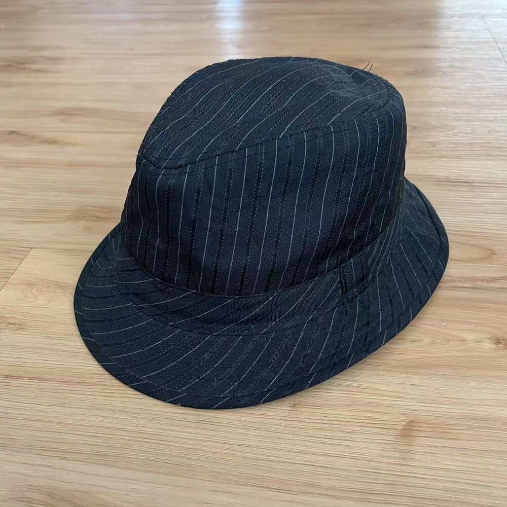 JFH Headwear Fedora Mens S/M Black Pinstripe Hat Retro Hipster Gangster